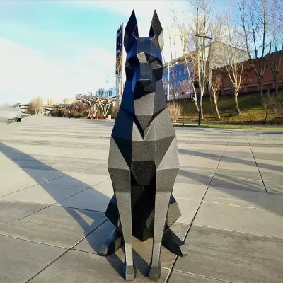 DIY 3D Black Doberman dog Sculpture “PAPERCRAFT” handmade Geometric origami mode