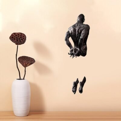 3D Through Wall Figure Sculpture Resin Electroplating Imitation Living Room Decor Mini
