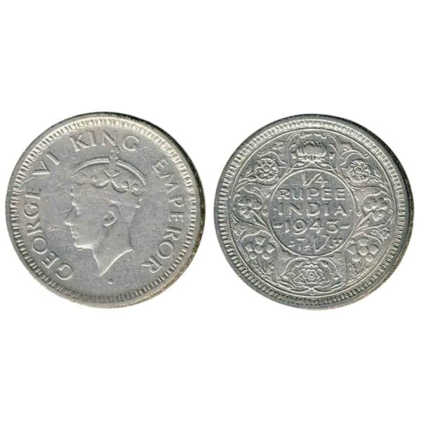 14 Rupee India 1943 – George Vi – 100% Original Buy in Bulk Ancient Coin Collection-Front & Back