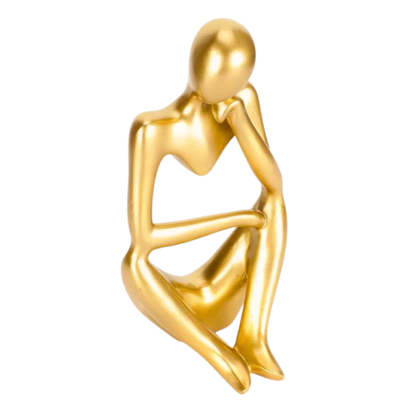 Golden sculpture thinker statue