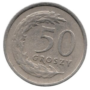 Polska 1990 50 GROSZY Coin _ back side