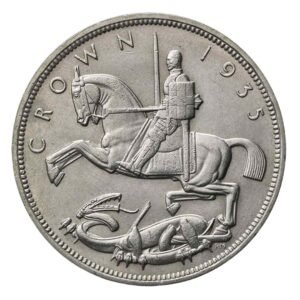 1935 ROCKING HORSE GEORGE V SILVER CROWN COIN-back