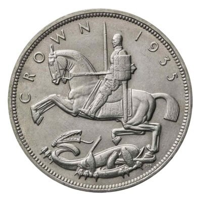 1935 Great Britain UK King GEORGE V on Horseback OLD Crown Coin