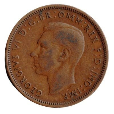 1945 UK Great Britain George VI Bronze Halfpenny Good