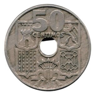 1949 Spain 50 Centimos – Arrows Down-Back