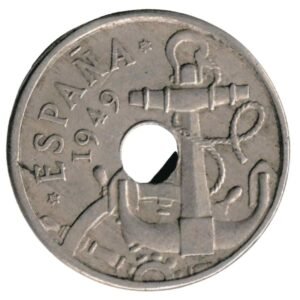 1949 Spain 50 Centimos – Arrows Down-Front