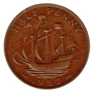 1952UK Half Penny Elizabeth II Halfpenny-Front