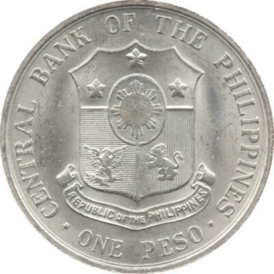 1963 Philippines Large Peso Commemorative National Hero Bonifacio Portrait 1863 1963 Coat of Arms Lion Stars Eagle