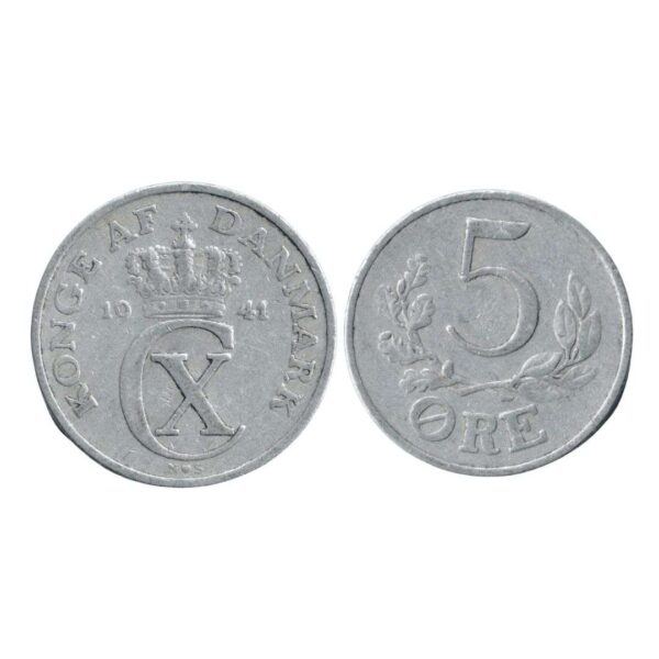 Denmark 5 Ore 1941-Front & Back