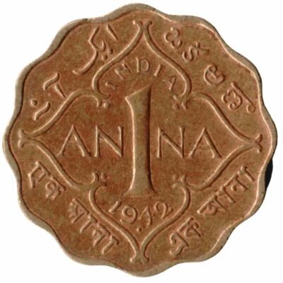 India 1 Anna George VI King Emperor used Coin 1942