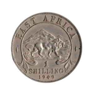 King George VI head with crown 1 Shilling East Africa 1949 back n