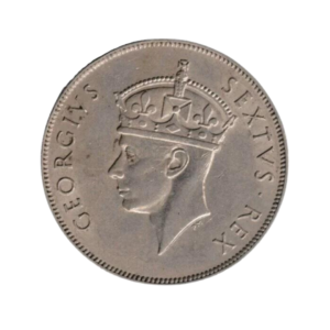 King George VI head with crown 1 Shilling East Africa 1949 front n