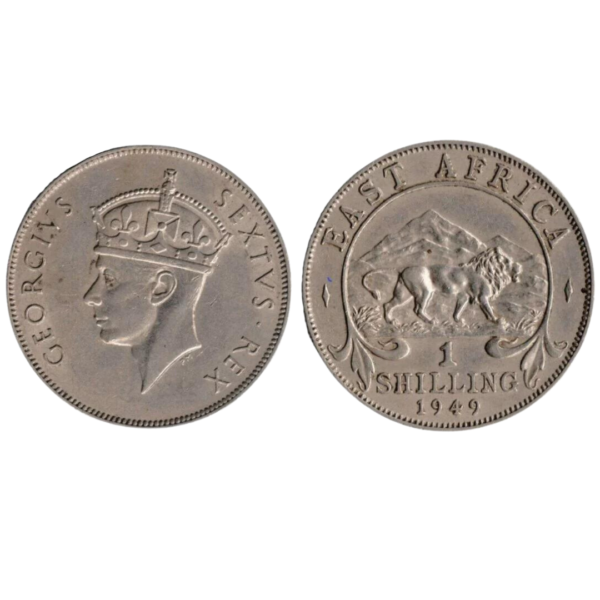 King George VI head with crown 1 Shilling East Africa 1949 n