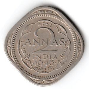Rare Lahore Mint 1946 King George Vi 2 Annas Coin _ Back side