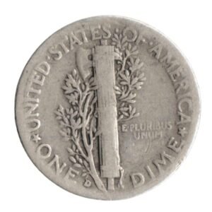 USA $50 Face 90% Silver Mercury Dimes Circulated 1943-Back