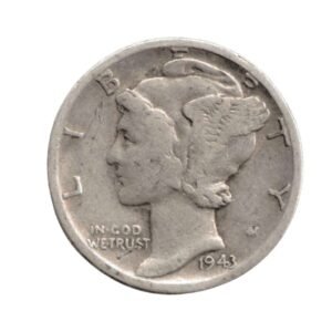 USA $50 Face 90% Silver Mercury Dimes Circulated 1943-Front