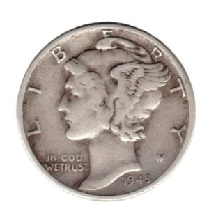 USA$50 Face 90% Silver Mercury Dimes Circulated 1945-Front