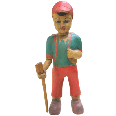 Hand Carved Wood Carving Golf Golfer...