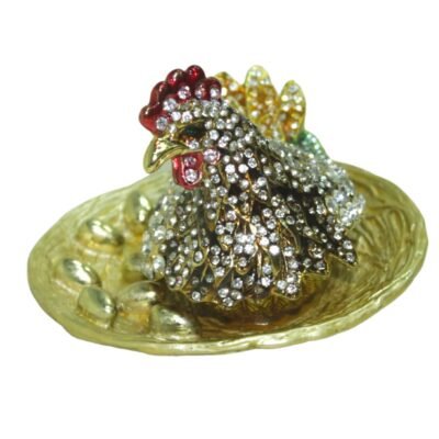 Hophen Hen Hatching Eggs Bejeweled Trinket Jewelry Box