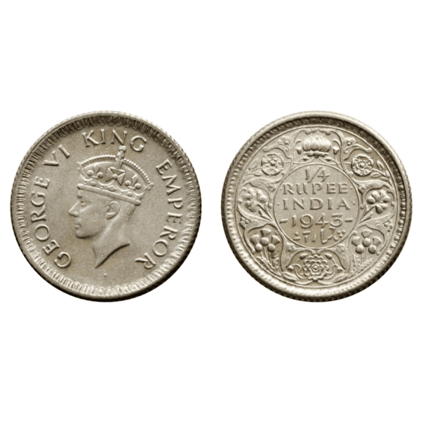 ¼ Rupee - George VI - British-India - 1943