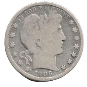 190610 Barber Quarter 90% Silver 25c US Type Coin-Front