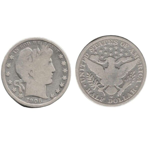 190610 Barber Quarter 90% Silver 25c US Type Coin-Front & Back