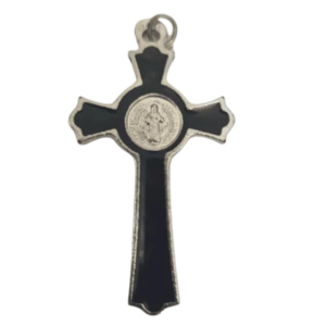 Black Enameled St. Benedict Crucifix on Cord back