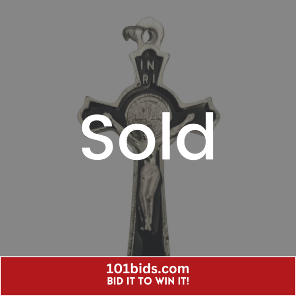 Black-Enameled-St.-Benedict-Crucifix-on-Cord-front sold