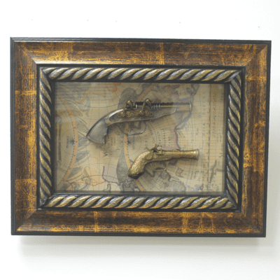 Antique Guns Glass Classic Wooden Frame (Decoration)