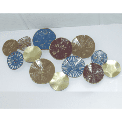Wall Decoration Home Decor Blue, Red & Brown Metal Circles