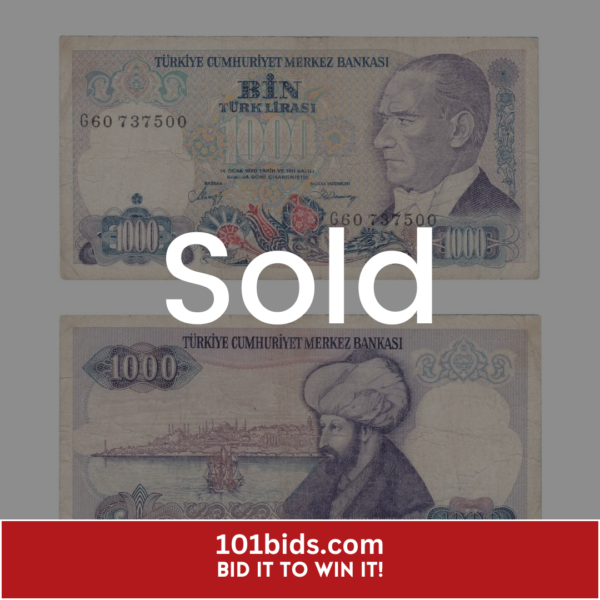 1000-Lira-Turkey-1986-UNC-Condition sold