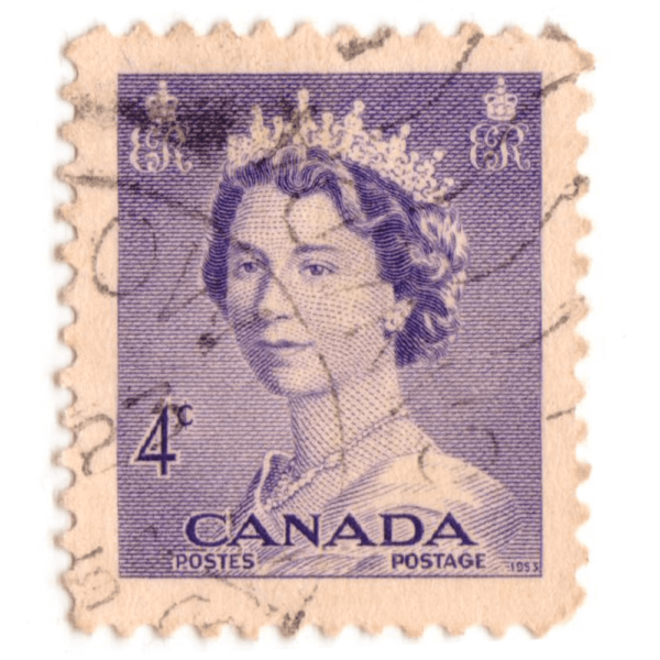 1953 CANADA Postage ~ Queen Elizabeth II ~ Purple 4₵ Stamp AED 10