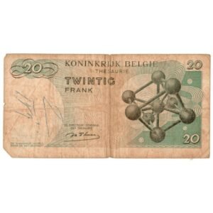 20 Belgian Francs Treasury Banknote 1964 Back Side-min