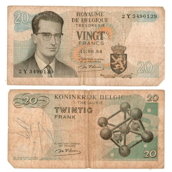 20 Belgian Francs Treasury Banknote 1964-min