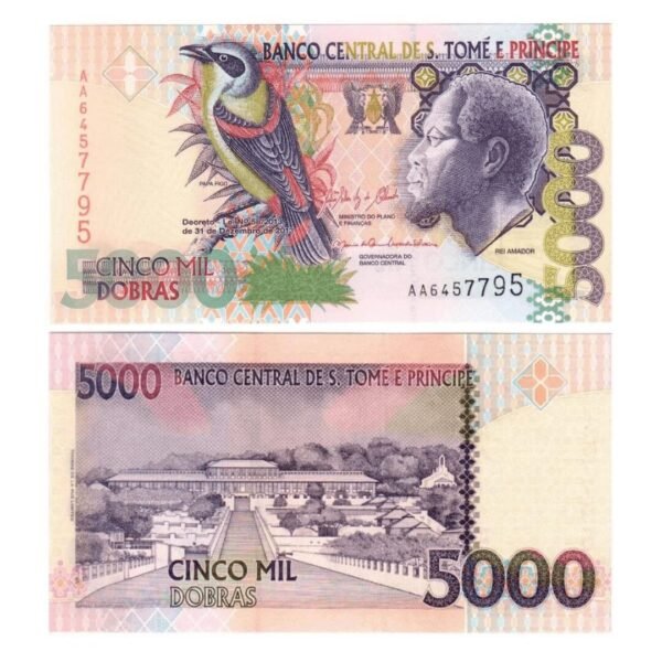5000 Dobras banknote. Bank of Sao Tome and Principe 2013 UNC Condition-min