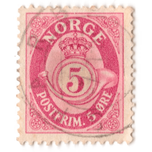 A stamp printed in Norway shows Post horn, 5 Ore due, serie, circa 1922 AED 5