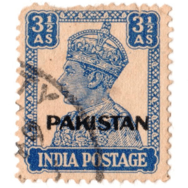 BRITISH INDIA KING GEORGE VITH THREE & HALF ANNA PROVISIONAL OVERPRINTED PAKISTAN AED 5