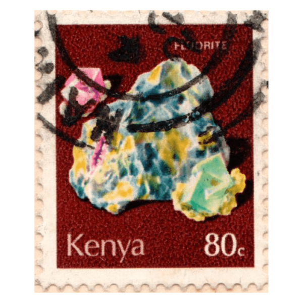 Kenya-Fluorite-Mineral-80c-Postage-Stamp-1970