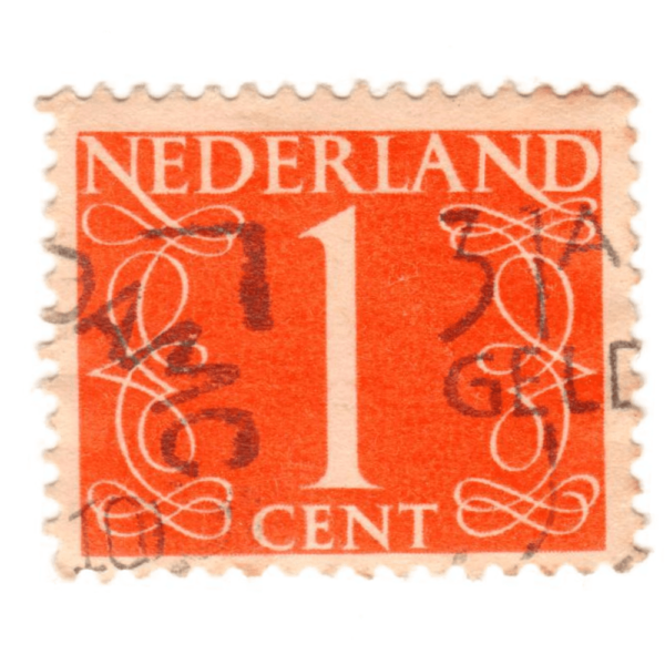 NETHERLANDS - CIRCA 1946 A stamp printed in the Netherlands shows its value of 1 cent circa 1946 AED 3