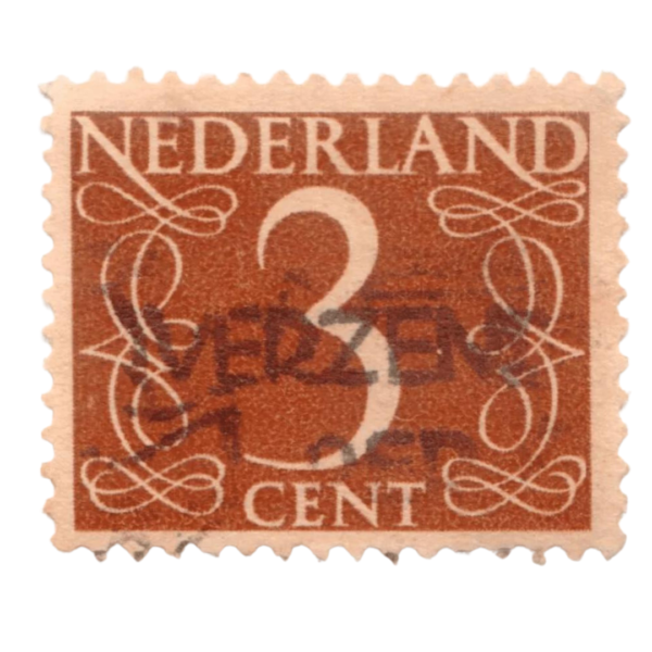 NETHERLANDS – CIRCA 1946 A stamp printed in the Netherlands showing it s value of 3 cent, circa 1946 nn