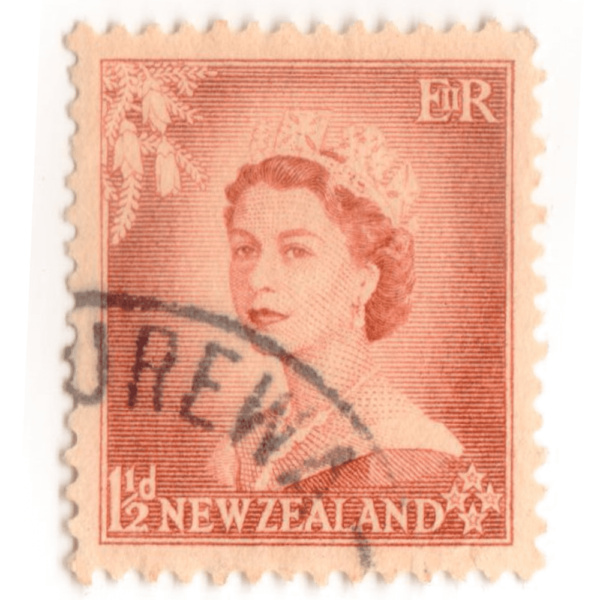 New Zealand Postage Stamp 1955 Queen Elizabeth II Issue 2 Pence Scott AED 5