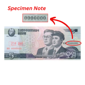 5 Won North Korea 2002 Specimen Note UNC Condition notify
