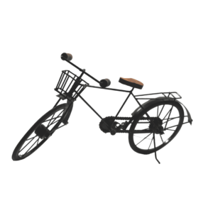 Century 21 Black Wooden and Wrought Iron Model Cycle with Little Basket for Home Decor