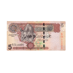 5 Dinars Libya 2004 UNC Condition front