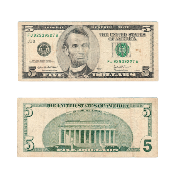 5 Dollars United States of America 2003 UNC Condition