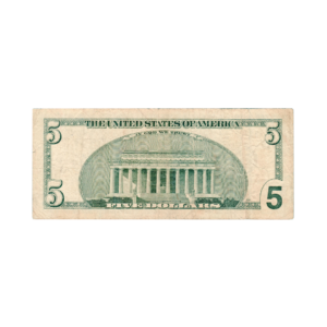5 Dollars United States of America 2003 UNC Condition back