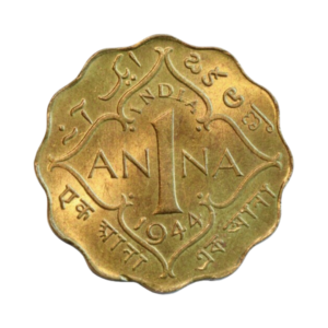 India British 1 Anna 1944 back