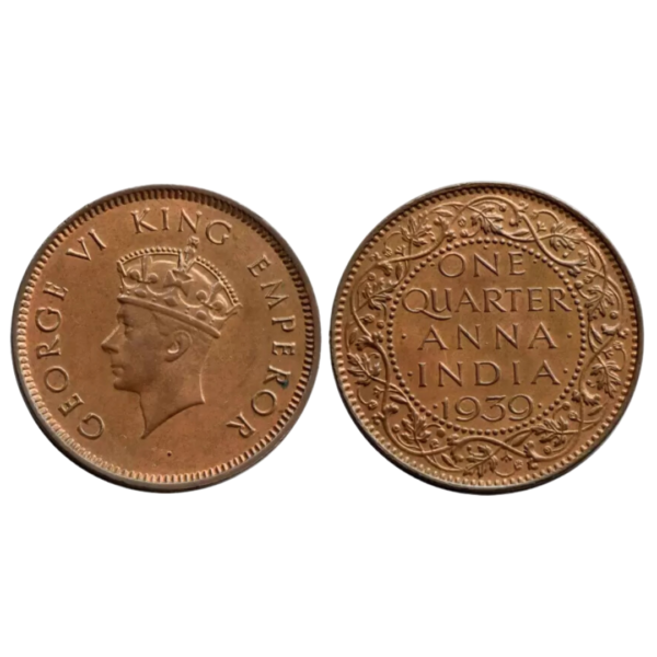 India British 1 Quarter Anna 1939 bbnnbb