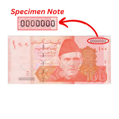 100 Rupees Pakistan 2009 Specimen Note (UNC Condition)