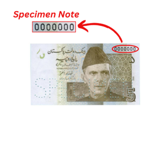 5 Rupees Pakistan 2008 Specimen Note (UNC Condition) notify